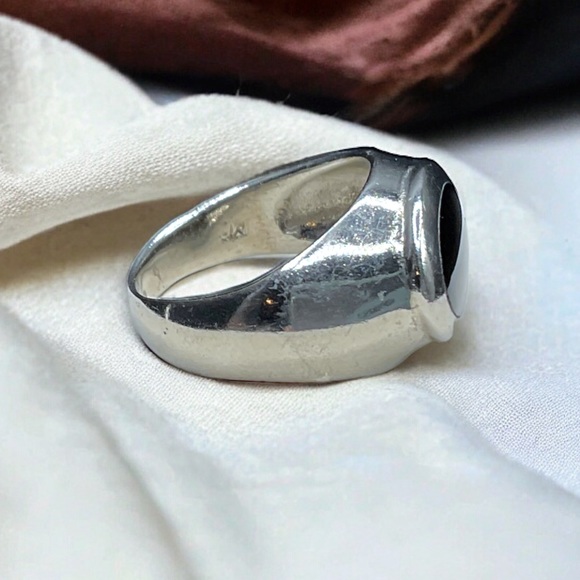 🌺Vintage Sterling & Onyx Ring - Picture 5 of 11
